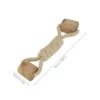 double-handle-coffee-wood-dog-rope-tug-toy Double handle coffee wood dog rope tug toy featuring braided rope and natural wood ends for comfortable tug games and interactive dog rope tug toys.