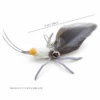 Gray grasshopper wand toy cat replacement lure showing insect-inspired body, antennae, legs, and feather wing details.