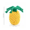 Yellow pineapple small dog rope toy with green rope leaves, measuring about 10 x 7 cm for easy carrying and play.