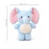Front view of the sky-blue elephant doggie plushie with peach-pink ears and a cream belly, labeled 28 × 27 cm (11 × 10.6 in).