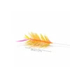 Yellow and pink wheat-shaped cat toy wand attachment with slender feather-like details, shown with a 4.5 cm size guide.